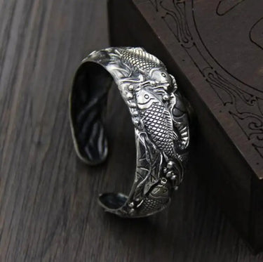 Ethnic Thai Silver Dynamic Koi Carp Bangle